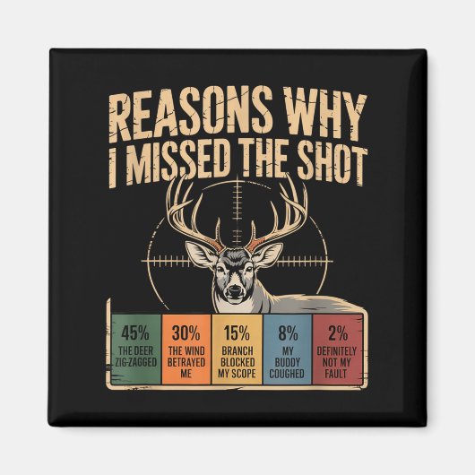 Reasons Why I Missed The Shot Funny Deer Hunting E マグネット (正面)