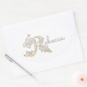 RebeccaまたはRラベルで始まる名前 楕円形シール (封筒)