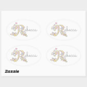 RebeccaまたはRラベルで始まる名前 楕円形シール (シート)