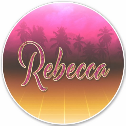 Rebecca Vorname Name golden pink Aufkleber Sticker シール (正面)