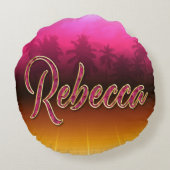 Rebecca Vorname Name golden pink Kissen ラウンドクッション (裏面)