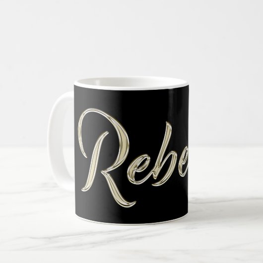Rebecca white gold Handwriting Tasse Kaffeetasse コーヒーマグカップ (正面左)