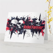 "Rebel Forever" - Edgyスカルグラフィックデザイン カード (黄色い花)