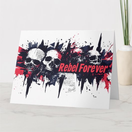 "Rebel Forever" - Edgyスカルグラフィックデザイン カード (正面)