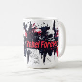 "Rebel Forever" - Edgyスカルグラフィックデザイン コーヒーマグカップ (正面右)