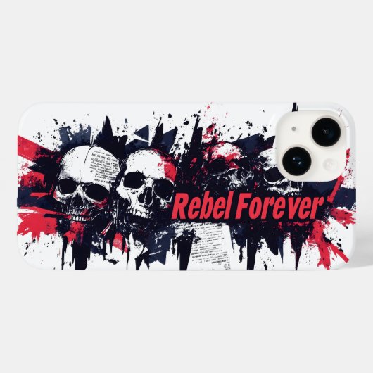 "Rebel Forever" - Edgyスカルグラフィックデザイン Case-Mate iPhoneケース (裏面 (横))