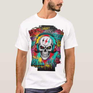 Rebel Skull Graffiti Explosion | Urban Streetwear  Tシャツ