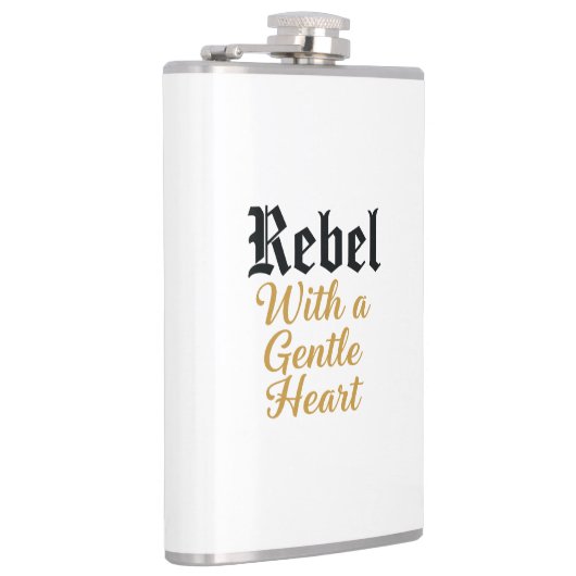 Rebel With a Gentle Heart Typography Design フラスク (右)