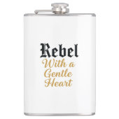 Rebel With a Gentle Heart Typography Design フラスク (正面)