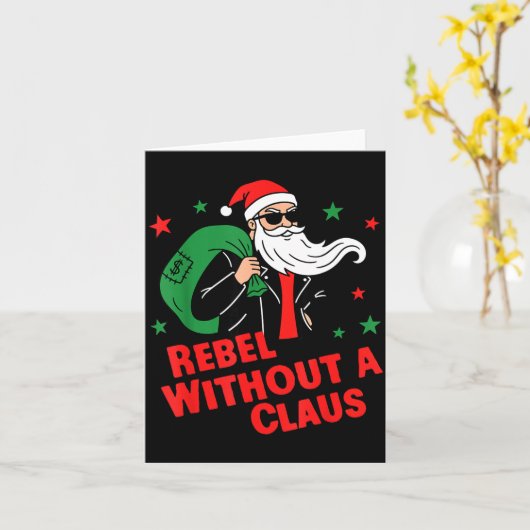 Rebel Without A Claus– Cool Santa Leather Jacket C カード (黄色い花)