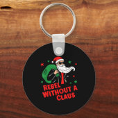 Rebel Without A Claus– Cool Santa Leather Jacket C キーホルダー (正面)