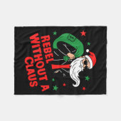 Rebel Without A Claus– Cool Santa Leather Jacket C フリースブランケット (正面(横))