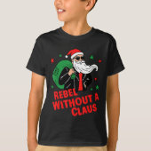Rebel Without A Claus– Cool Santa Leather Jacket C Tシャツ (正面)