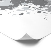 Rebelious抽象芸術グレイ、白、黒（ばちゃばちゃ）跳ねるアート ポスター (角)