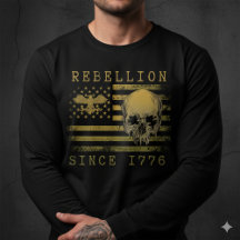 Rebellion 1776 American Flag Skull Long Sleeve Tee
