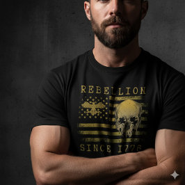 Rebellion 1776 American Flag Skull T-Shirt Tシャツ