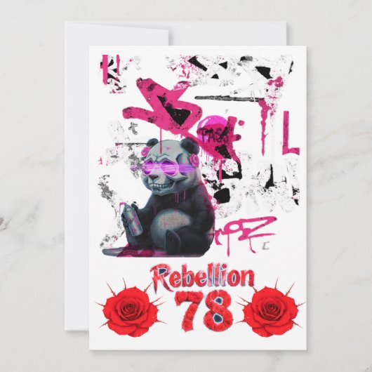 Rebellion 78 グラフィティパンダ 結婚式 招待状 DIY (正面)