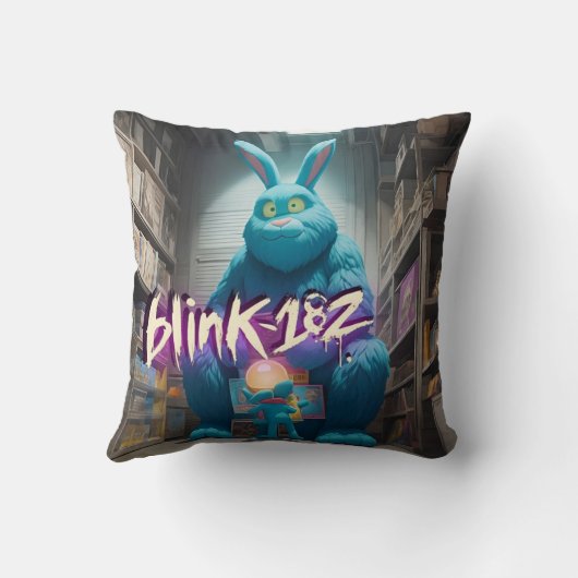 Rebellious Rest: Bigfoot Bunny - Blink 182 Inspire クッション (裏面)