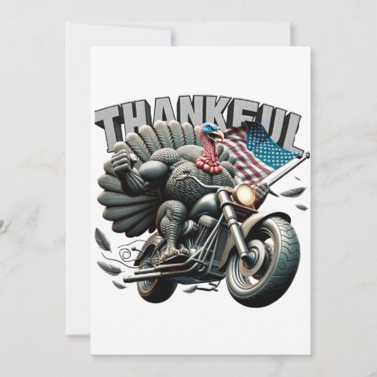Rebellious Thanksgiving Turkey Riding a Motorcycle 招待状 (正面)