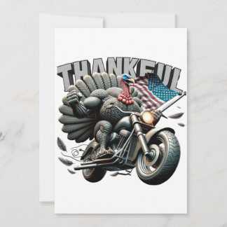 Rebellious Thanksgiving Turkey Riding a Motorcycle 招待状