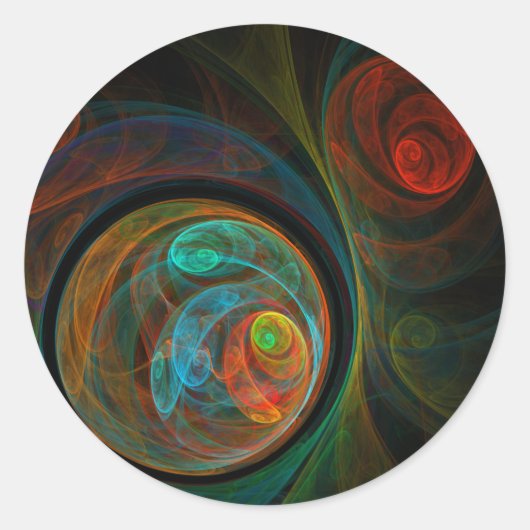 Rebirth Blue抽象芸術アートラウンドステッカー ラウンドシール (正面)