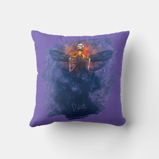 Rebirth. Skeleton with wings rising up クッション (裏面)