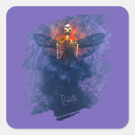 Rebirth. Skeleton with wings rising up スクエアシール