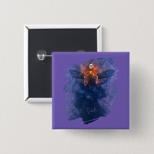 Rebirth. Skeleton with wings rising up 缶バッジ (正面&裏面)