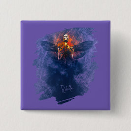 Rebirth. Skeleton with wings rising up 缶バッジ