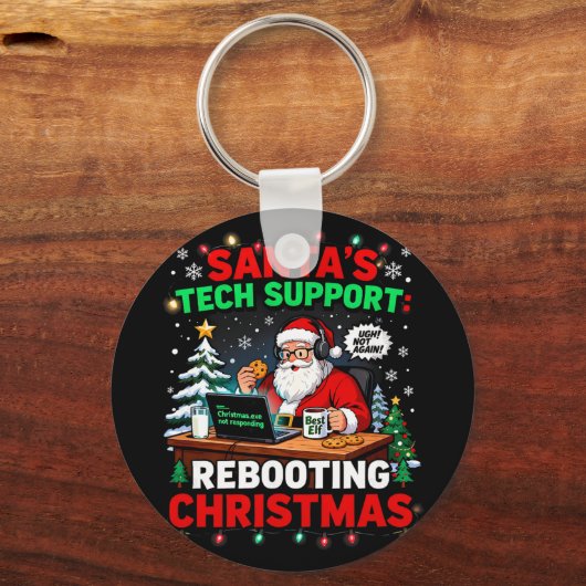 Rebooting Funny Santa's Tech Support Christmas Com キーホルダー (正面)