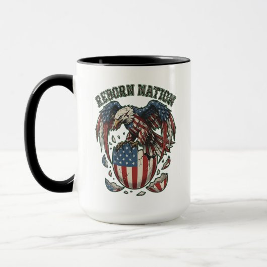Reborn Nation American Eagle US Flag Patriotic Art マグカップ (左)