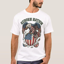 Reborn Nation American Eagle US Flag Patriotic Art Tシャツ