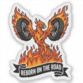 Reborn On The Road Biker Phoenix Motorcycle シール (正面)