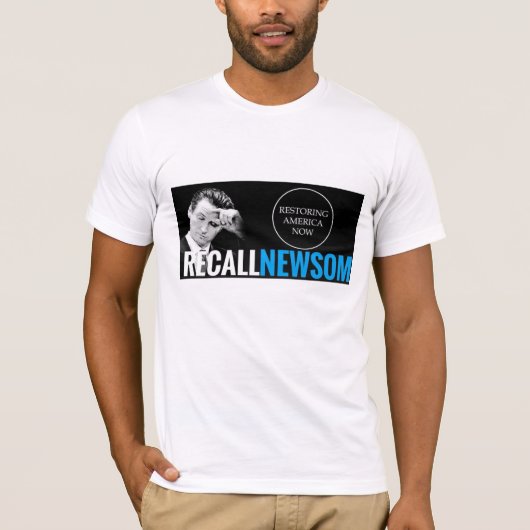 RECALL NEWSOM NOW Tシャツ – 男性 (正面)