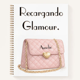 "Recargando Glamour" Funny Pink Purse Personalized ノートブック