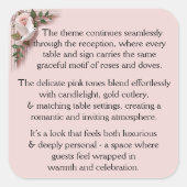 Reception Ceremony -  Pink Roses & Doves スクエアシール (正面)