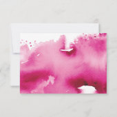 RECEPTION cute hand lettered dark pink watercolor 招待状 (裏面)