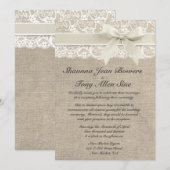 Réception de mariage ene ivoire de toile de jute d 招待状 (正面/裏面)