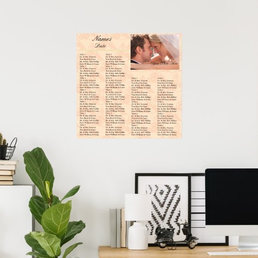 Reception Seating Chart Coral ポスター (ホームオフィス)