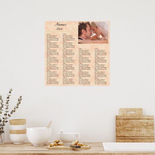 Reception Seating Chart Coral ポスター (キッチン)
