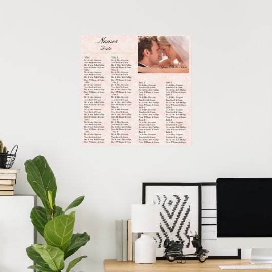Reception Seating Chart Pink ポスター (ホームオフィス)