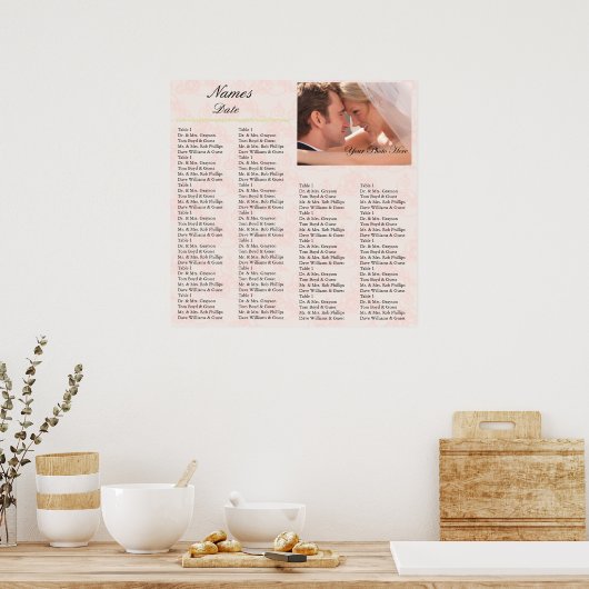 Reception Seating Chart Pink ポスター (キッチン)