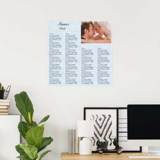 Reception Seating Chart Sky Blue ポスター (ホームオフィス)
