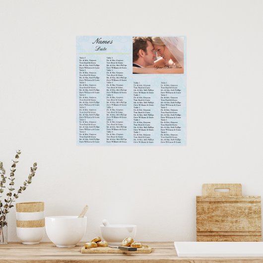 Reception Seating Chart Sky Blue ポスター (キッチン)