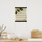 Reception Table Seating Chart, Peacock & Feathers ポスター (キッチン)