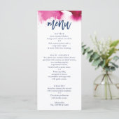 RECEPTION WEDDING MENU cute navy pink watercolor メニュー (スタンド正面)