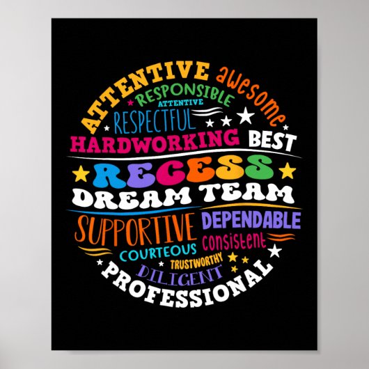 Recess Dream Team Teachers Students Monitor Back T ポスター (正面)