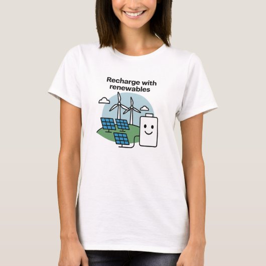 Recharge With Renewables Clean Energy Smile Design Tシャツ (正面)