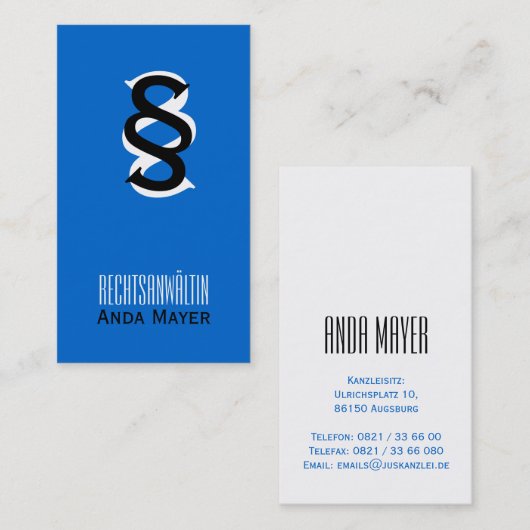 Rechsanweltin Visitenkarten名刺 名刺 (正面/裏面)
