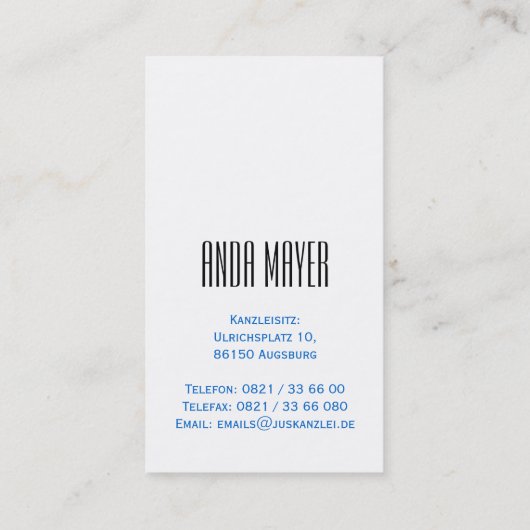 Rechsanweltin Visitenkarten名刺 名刺 (裏面)